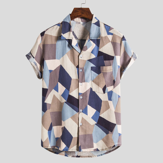 2020 Amazon Independent Station European and American Foreign Trade Explosions Men's Printed Shirt Hawaiian Style Short Sleeve Flower Shirt