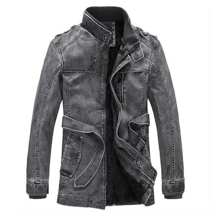 Amazon Foreign Trade European and American Fur One Long Pu Leather Jacket Personalized Washed Men's Motorcycle Leather Jacket