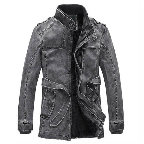 Amazon Foreign Trade European and American Fur One Long Pu Leather Jacket Personalized Washed Men's Motorcycle Leather Jacket