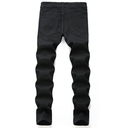 2020 Foreign Trade New Men's Clothing Slim Ripped Straight-Leg Jeans Black Casual Fashion Long Jeans Wholesale