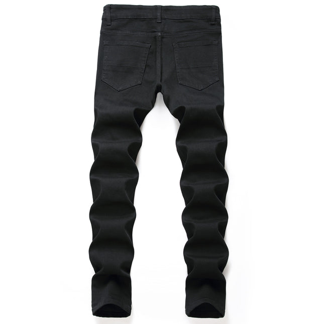 2020 Foreign Trade New Men's Clothing Slim Ripped Straight-Leg Jeans Black Casual Fashion Long Jeans Wholesale