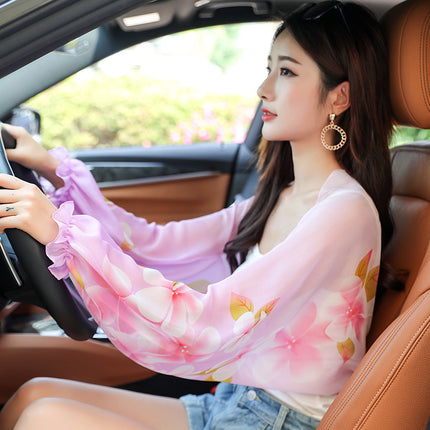Beach Towel Seaside Dual-Use Riding Sun-Protective Clothing Women's Chiffon Driving Silk Scarf Embroidered Shawl Women's Cape Summer New Style