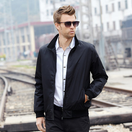 Explosions wish Spring and Autumn Casual Business Jacket Men's Jacket Young and Middle-aged Group logo Shrimp Skin Southeast Asia Independent Station