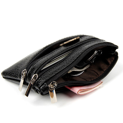 Factory Direct New cowhide short wallet women's leather zipper coin purse Mini small wallet coin bag