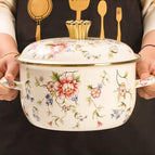 Rose Flower Brick Stone Top Soup Pot 84.55OZ (Serves 3-4) / One Size Fits All