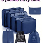 Multicolore / Bleu marine (ensemble de voyage 7 pièces + 1 sac à chaussures)