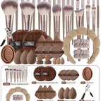 Coffee Brown / 25 Makeup Brushes + 25 Piece Set