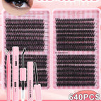 Multicolore_2 / Pince à épiler + colle double embout + dissolvant de colle + brosse à cils