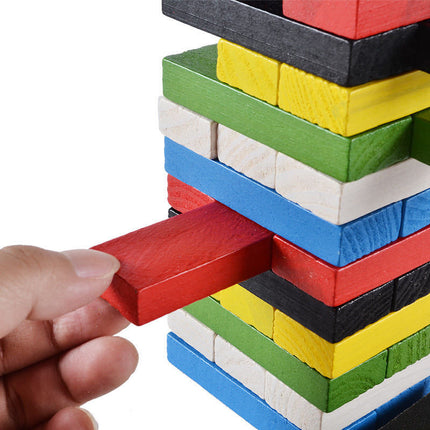 Pine stacked high building blocks 54 children's digital color stacked puzzle wooden early education toys manufacturers wholesale