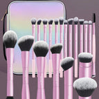Baby Pink / 7pcs Aluminum Tube Facial Makeup Brushes
