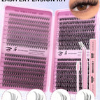 Pink / Kit - Faux Lashes + Tweezers + Single-Ended Brush + Glue