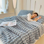 Blue Gray / 3pcs (1 Blanket + 2 Pillowcases)