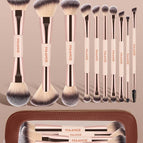Multicolor / 10 Double-ended Makeup Brushes + Cosmetic Bag