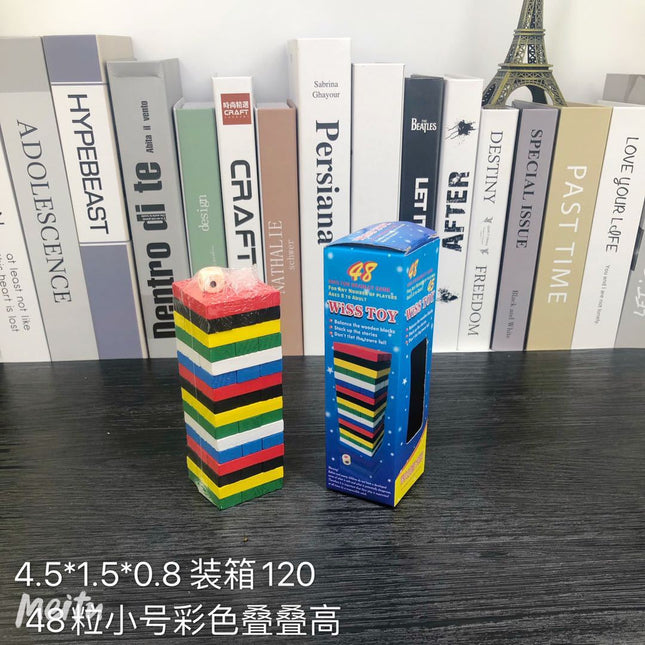 Pine stacked high building blocks 54 children's digital color stacked puzzle wooden early education toys manufacturers wholesale