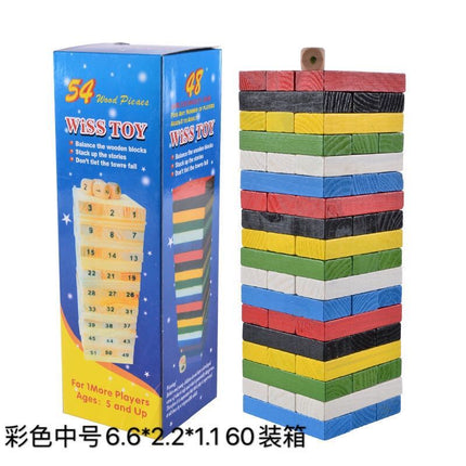 Pine stacked high building blocks 54 children's digital color stacked puzzle wooden early education toys manufacturers wholesale