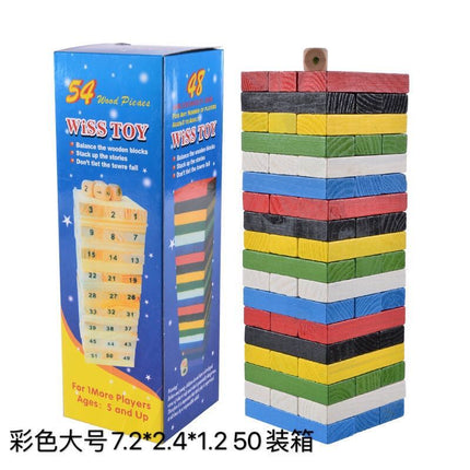 Pine stacked high building blocks 54 children's digital color stacked puzzle wooden early education toys manufacturers wholesale