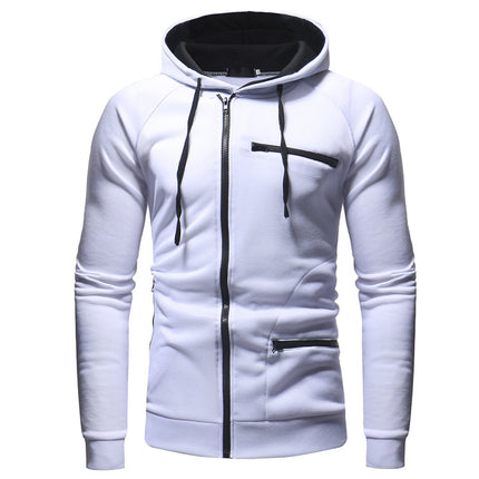 Amazon Fashion Casual Velvet Sweatshirt Export European and American Men's Zipper Hoodie Autumn and Winter Simple Loose Jacket