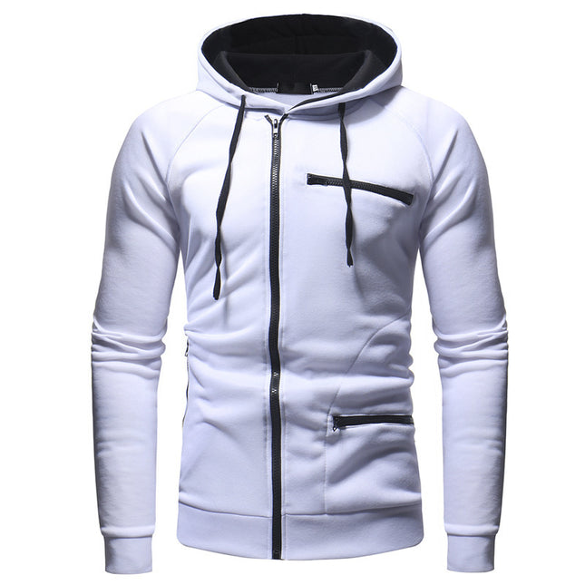 Amazon Fashion Casual Velvet Sweatshirt Export European and American Men's Zipper Hoodie Autumn and Winter Simple Loose Jacket