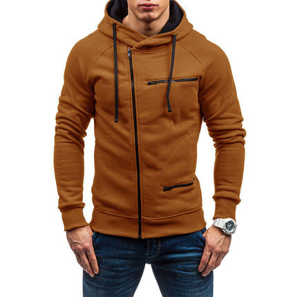 Amazon Fashion Casual Velvet Sweatshirt Export European and American Men's Zipper Hoodie Autumn and Winter Simple Loose Jacket