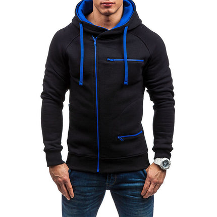 Amazon Fashion Casual Velvet Sweatshirt Export European and American Men's Zipper Hoodie Autumn and Winter Simple Loose Jacket