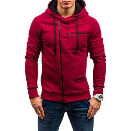 Amazon Fashion Casual Velvet Sweatshirt Export European and American Men's Zipper Hoodie Autumn and Winter Simple Loose Jacket