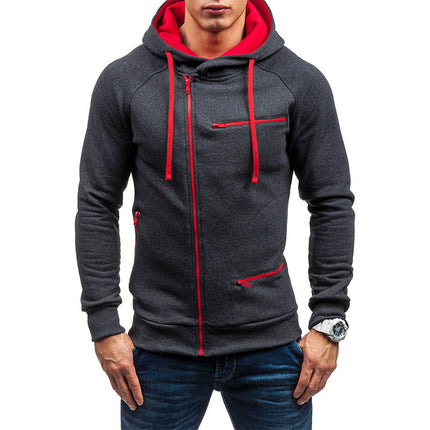 Amazon Fashion Casual Velvet Sweatshirt Export European and American Men's Zipper Hoodie Autumn and Winter Simple Loose Jacket