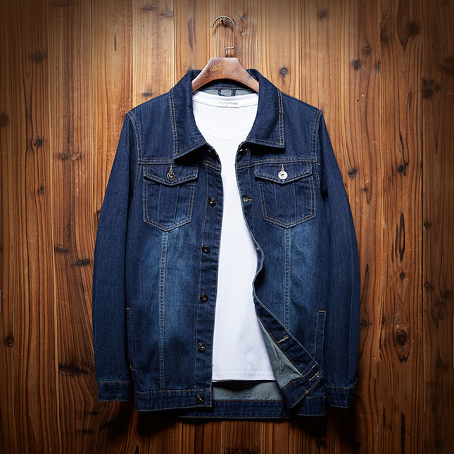 plus size Men's Denim Top Denim Jacket Fashionable Fatty Work Clothes Large Denim Shirt Plus Size Denim Jacket