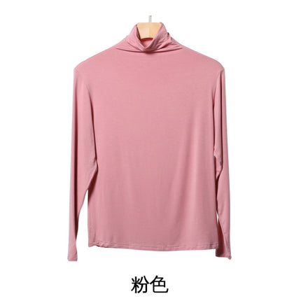 Korean-style Hot New Half-high Collar Base Shirt Women's Internet-famous Long-sleeved Solid Color Modal T-shirt Slim-fit All-match Top