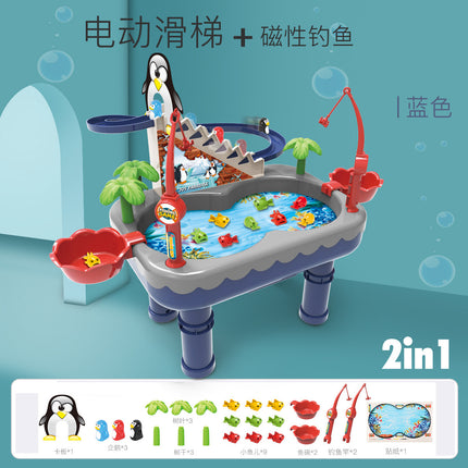 Penguin climbing stairs magnetic fishing toy pool suit children electric little penguin slide boys and girls baby gift