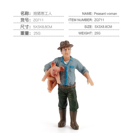 Children's Artificial Farm Poultry Ornaments Plus Pig Model Male and Female Pig Hugging Pig Worker Creative Pig Raising Hand Toy