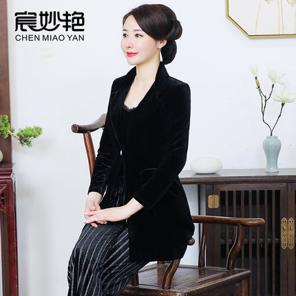 Mom's Casual Small Suit Suit Women's Wide-Leg Pants Three-Piece Set Fashionable Middle-Aged Women's Clothing 2023 Spring New Style