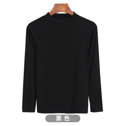 Korean-style Hot New Half-high Collar Base Shirt Women's Internet-famous Long-sleeved Solid Color Modal T-shirt Slim-fit All-match Top