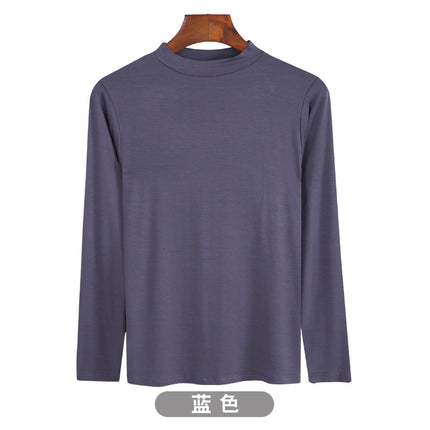 Korean-style Hot New Half-high Collar Base Shirt Women's Internet-famous Long-sleeved Solid Color Modal T-shirt Slim-fit All-match Top
