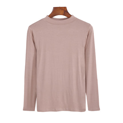 Korean-style Hot New Half-high Collar Base Shirt Women's Internet-famous Long-sleeved Solid Color Modal T-shirt Slim-fit All-match Top