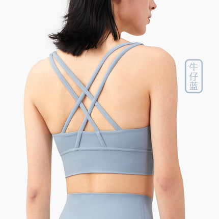 2025 New Naked Sports Vest Women's Shockproof Cross Beautiful Back Fitness Underwear Running Outdoor Sports Bra
