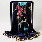 90 square border leopard print-navy blue / 90*90cm