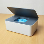 White box with gray cover