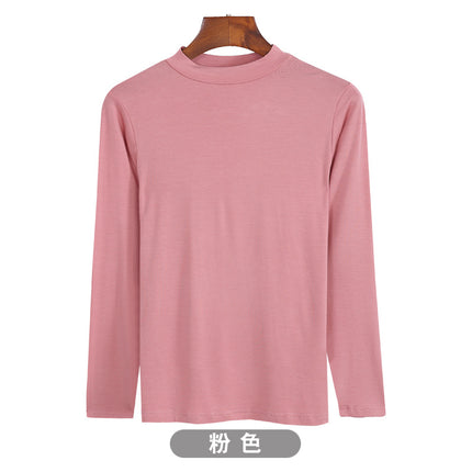 Korean-style Hot New Half-high Collar Base Shirt Women's Internet-famous Long-sleeved Solid Color Modal T-shirt Slim-fit All-match Top