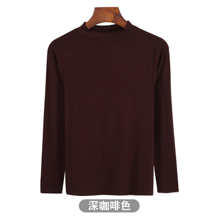 Korean-style Hot New Half-high Collar Base Shirt Women's Internet-famous Long-sleeved Solid Color Modal T-shirt Slim-fit All-match Top