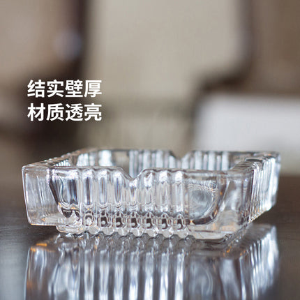 Deli Ashtray Living Room Office Large, Medium and Small Transparent Glass Cylinder Simple and Generous Thickened Glass Ashtray