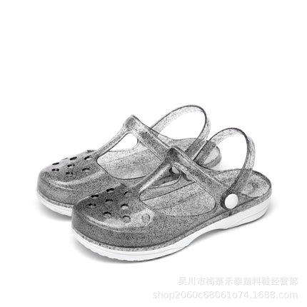 Hole Shoes Women's Summer New Sandals Breathable Hollow Out Jelly Sandals and Slippers Nurst Shoes Women's Baotou Non-slip Garden