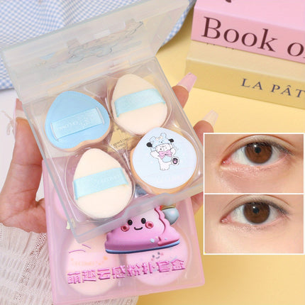 Soft Velvet Makeup Puff with Box Mini Finger Shape Foundation Highlighter Powder Puff Set Cute Blush Concealer Cosmetic Sponge