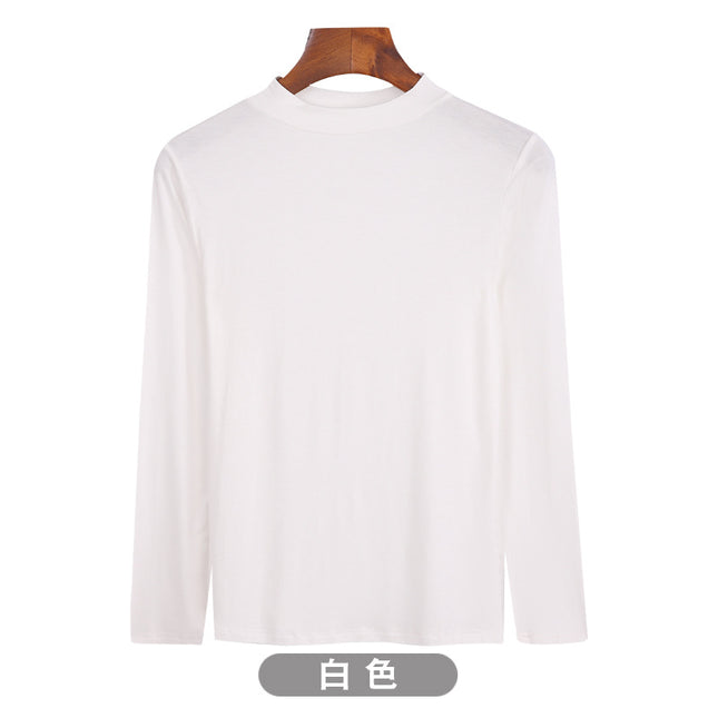 Korean-style Hot New Half-high Collar Base Shirt Women's Internet-famous Long-sleeved Solid Color Modal T-shirt Slim-fit All-match Top