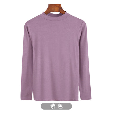 Korean-style Hot New Half-high Collar Base Shirt Women's Internet-famous Long-sleeved Solid Color Modal T-shirt Slim-fit All-match Top