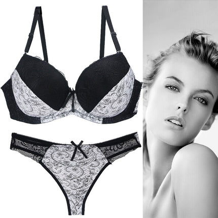 Foreign Trade Supply Sexy Bra Set Lace Printed Color Matching Intimates Large Size Intimates Set Aliexpress Hot Style
