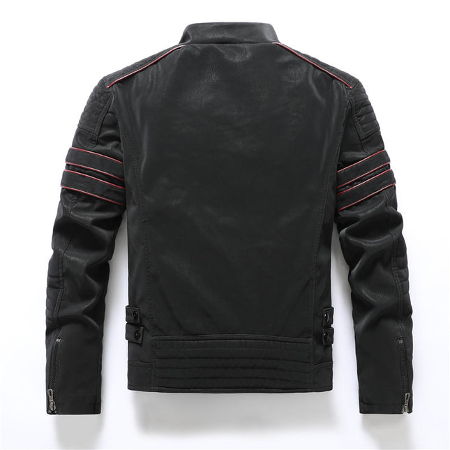 A generation of autumn and winter men's PU brushed suede leather motorcycle coat men's fashion multi-embroidery fashion brand jacket