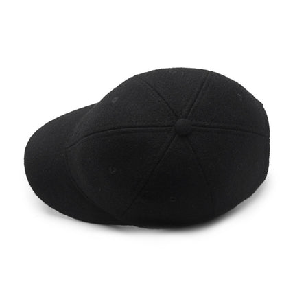 Hat Men's Autumn and Winter Short-brimmed Woolen Baseball Cap All-match Casual Warm fleece-lined Cap Japanese Style Thickened Equestrian Cap