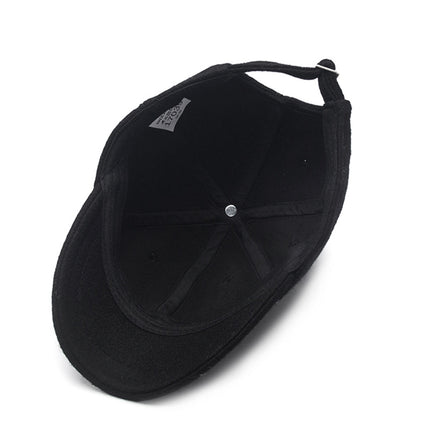 Hat Men's Autumn and Winter Short-brimmed Woolen Baseball Cap All-match Casual Warm fleece-lined Cap Japanese Style Thickened Equestrian Cap