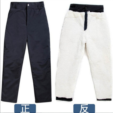Factory wholesale winter wool leather pants fur one wool sheared middle-aged warm cold-proof living leather pants
