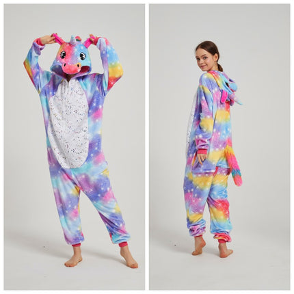 Cartoon One-Piece Cross-Border New Flannel Autumn and Winter Pajamas Animal Luminous Pegasus Dinosaur Couple Pajamas Home Clothes